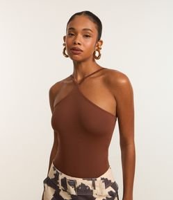 Body em Microfibra com Decote Halter