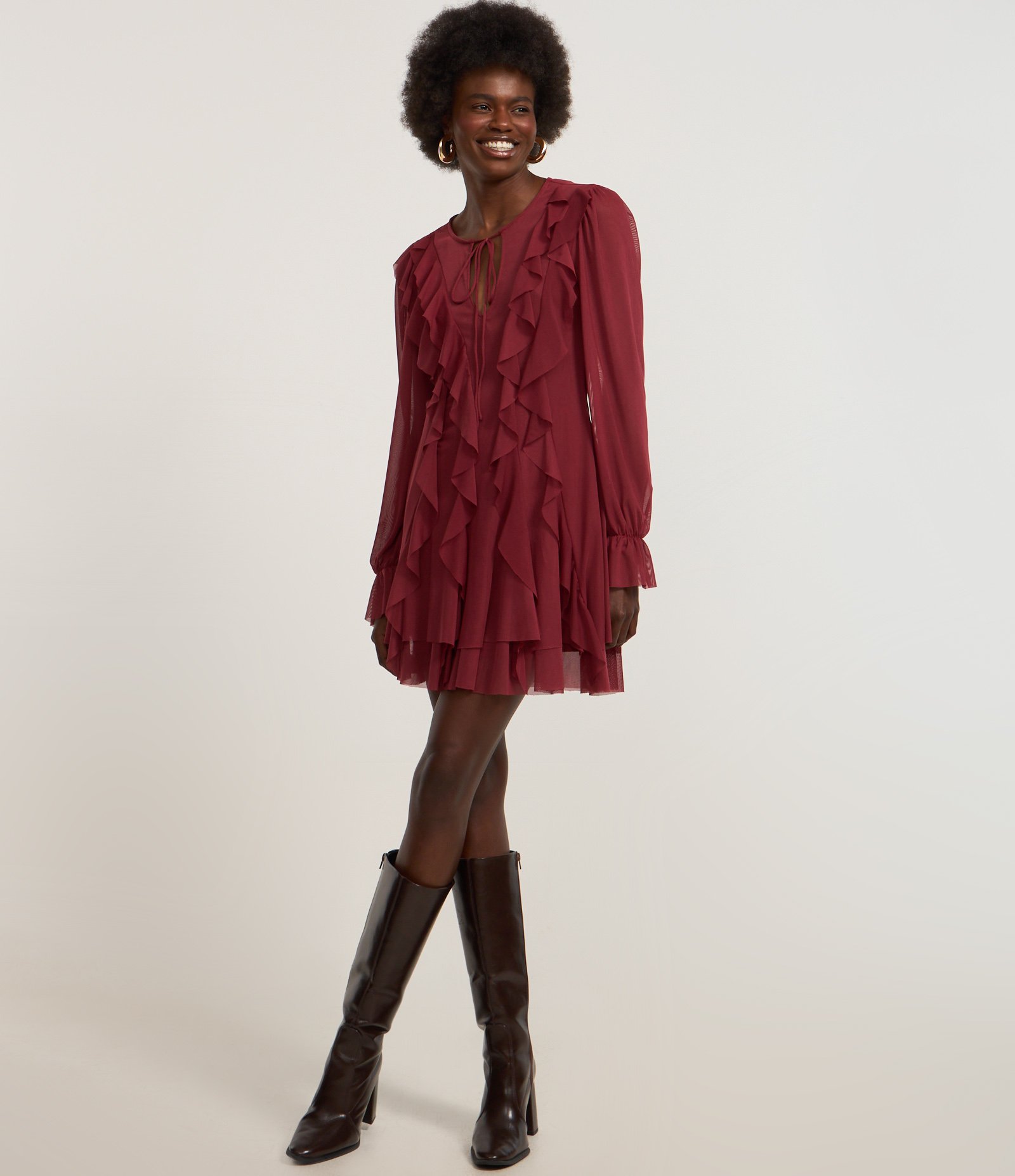 Vestido em Tule com Babados e Amarração M 2