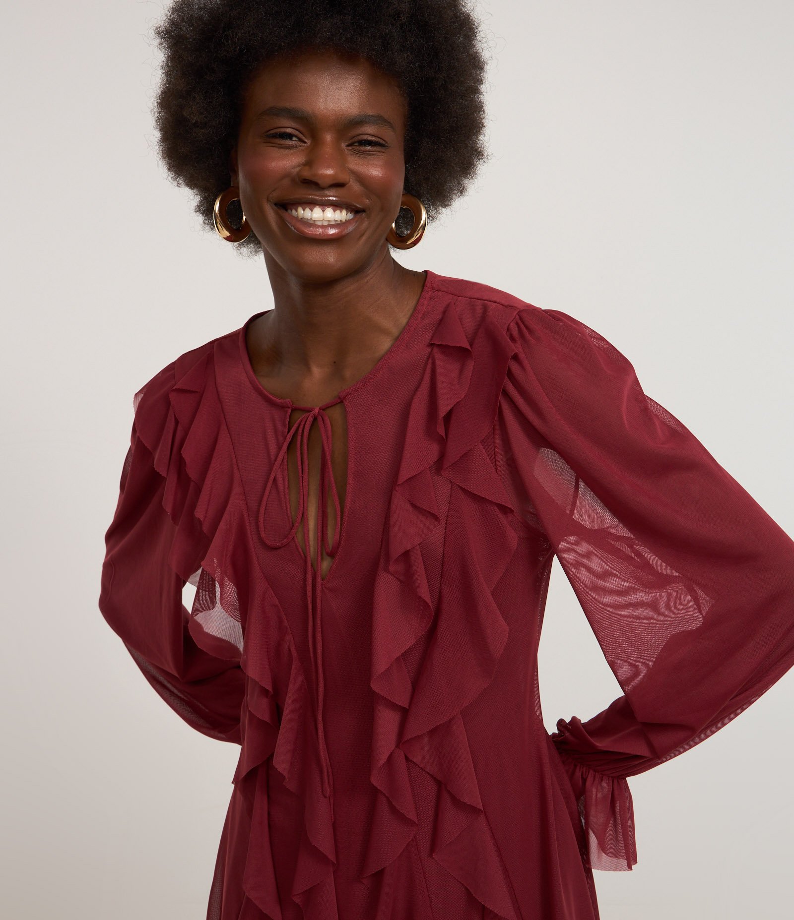 Vestido em Tule com Babados e Amarração M 3