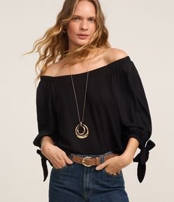 Blusa Alfaiatada em Viscose com Amarração no Punho