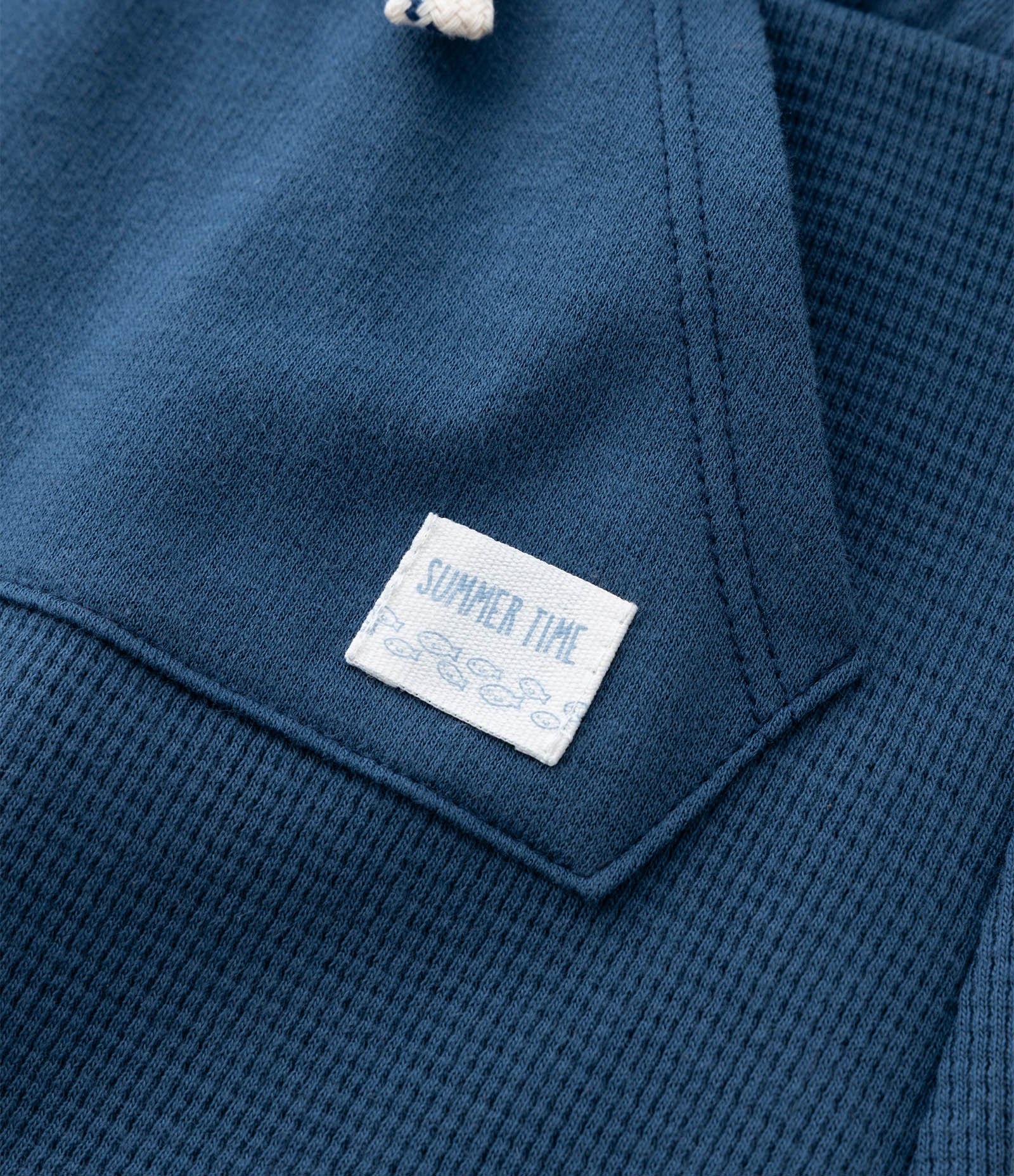 Bermuda Infantil com Bolso Canguru e Textura Waffle - Tam 0 a 18 Meses Azul 5