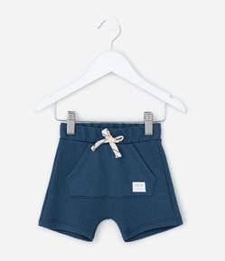 Bermuda Infantil com Bolso Canguru e Textura Waffle - Tam 0 a 18 Meses