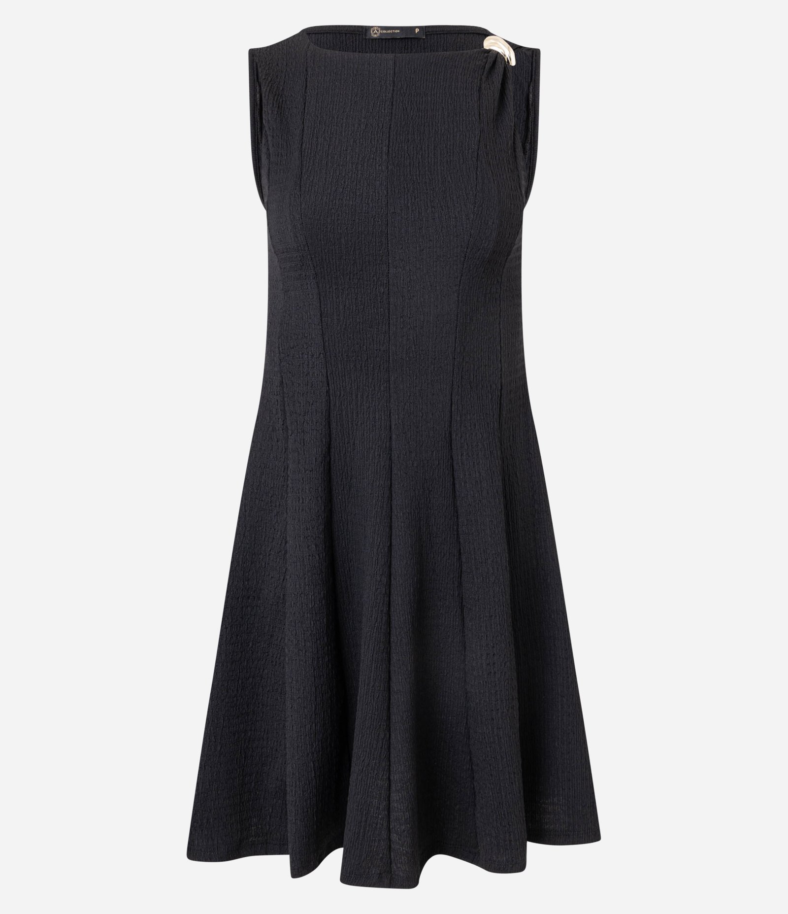 Vestido Godê Curto Texturizado com Detalhe Metalizado Preto 5