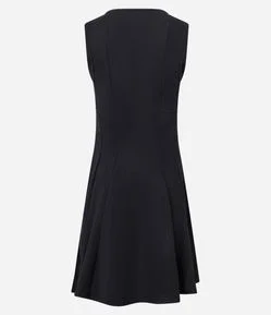 Vestido Godê Curto Texturizado com Detalhe Metalizado