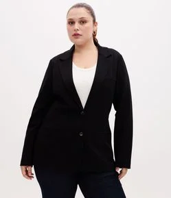 Blazer Slim Alongado em Ponto Roma Curve & Plus Size