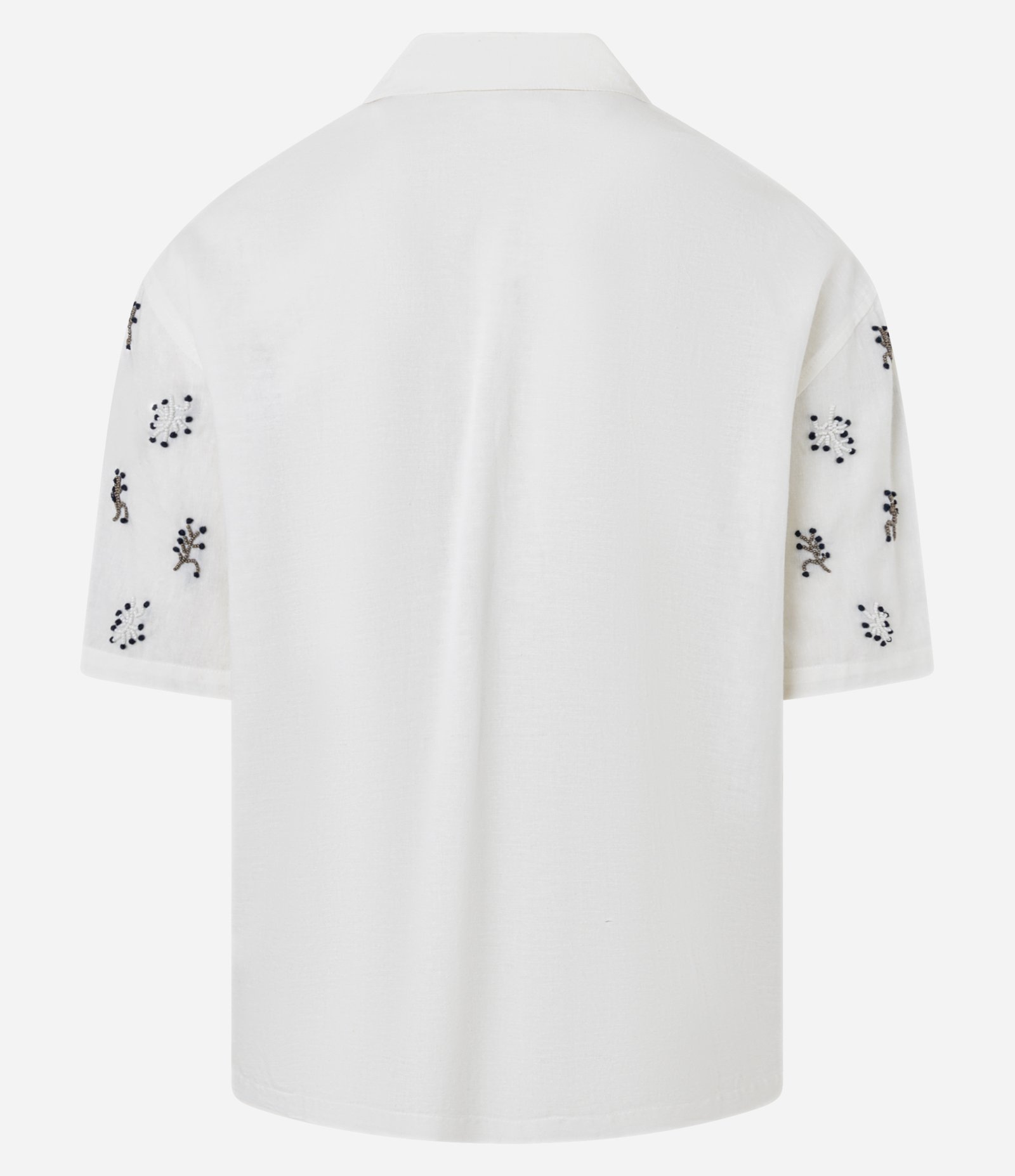 Camisa Boxy em Viscose Texturizado com Bordado Branco 8