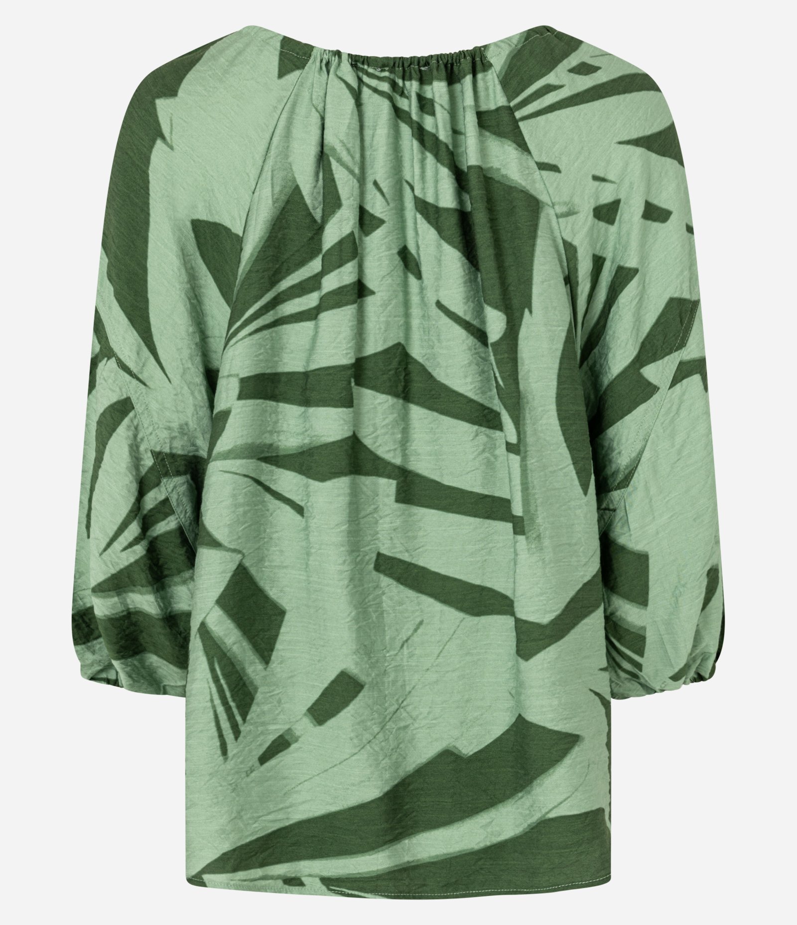 Blusa em Viscose com Manga Bufante e Estampa Abstrata Verde 6