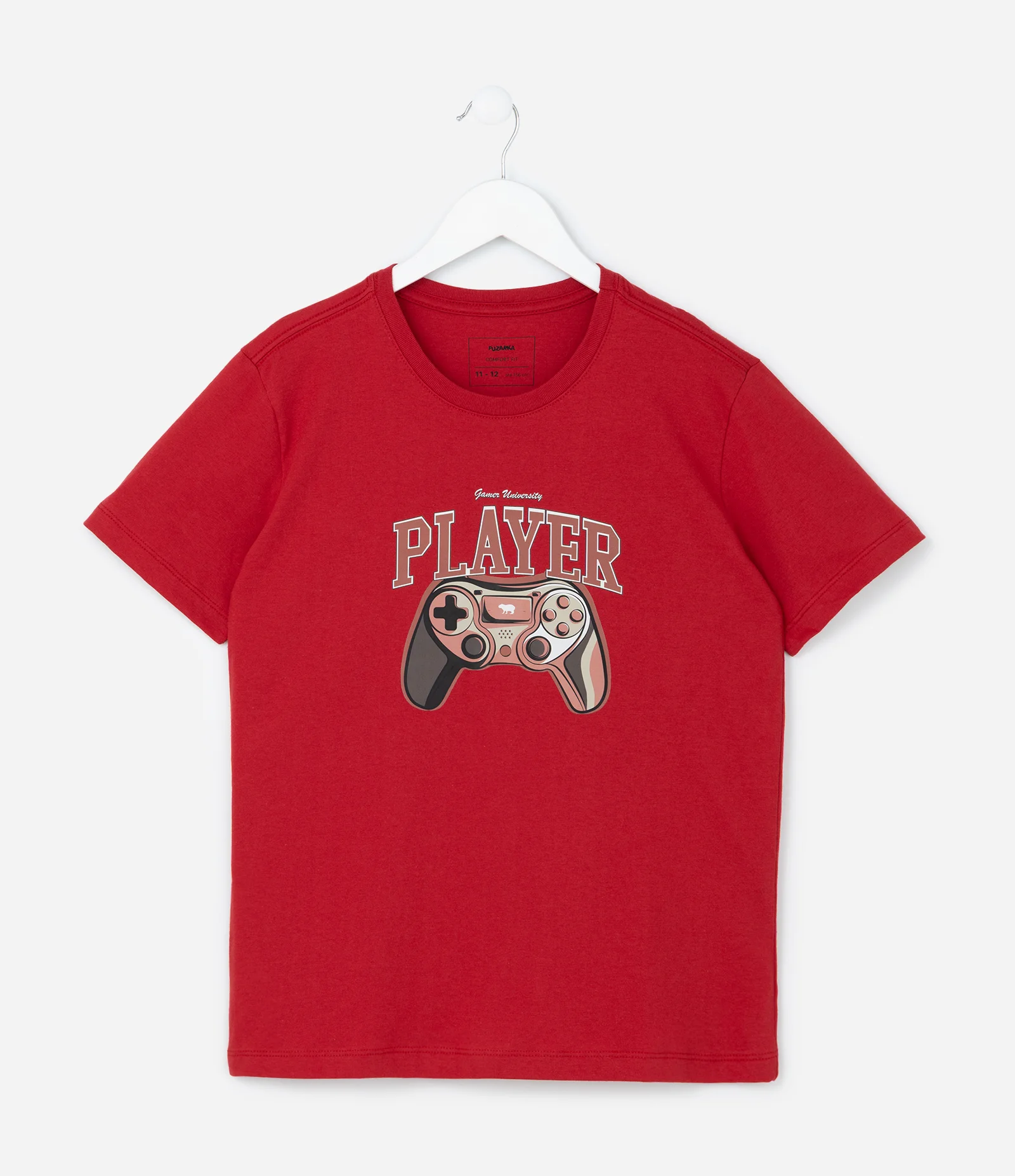 Camiseta Infantil com Estampa de Vídeo Game e Capivara - Tam 5 A 14 Anos Vermelho 1