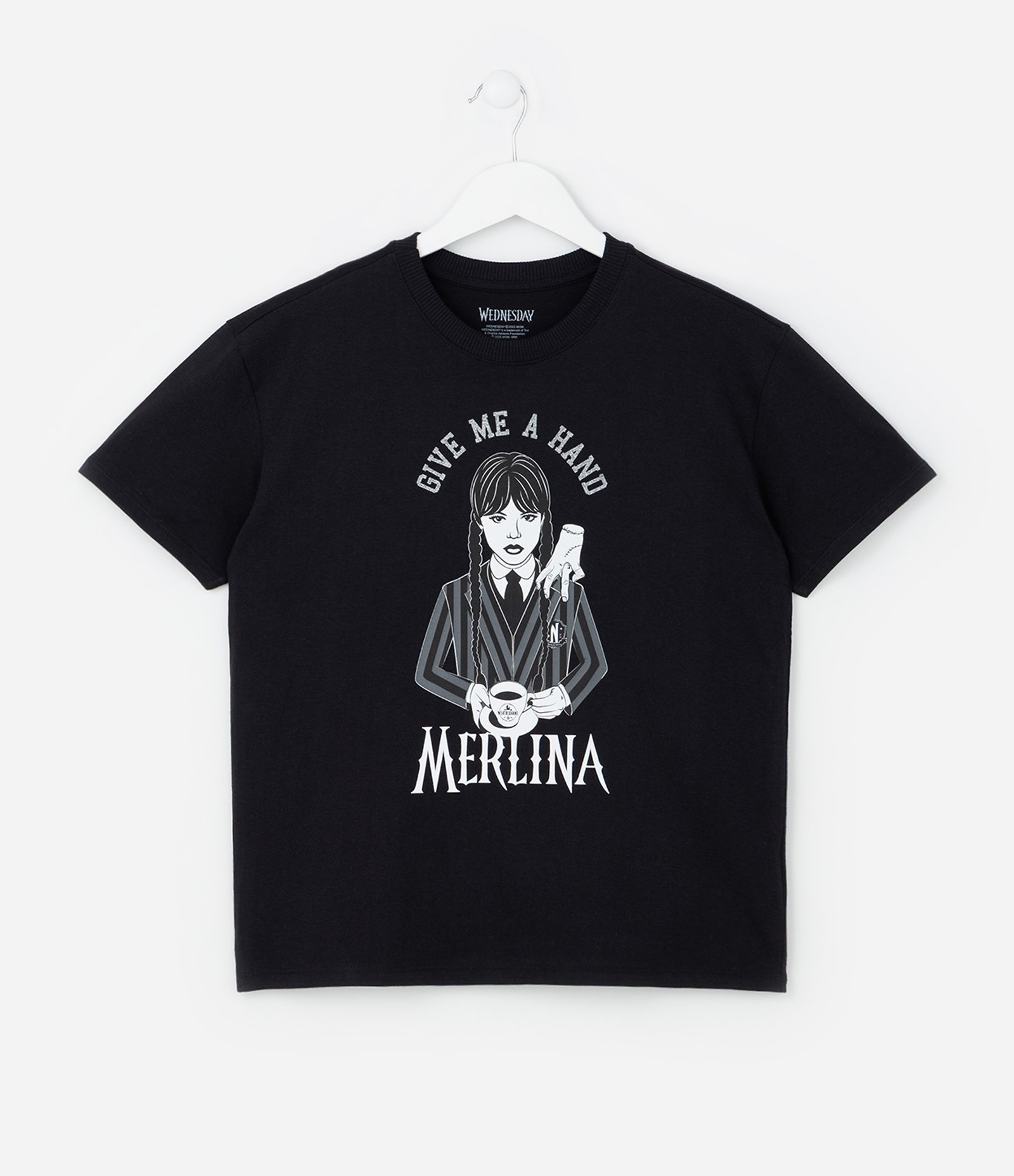 Camiseta Infantil com Estampa da Wandinha - Tam 5 a 14 Anos Preto 1