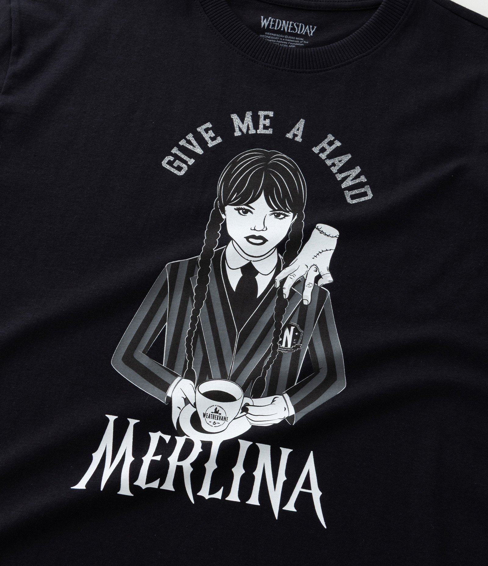 Camiseta Infantil com Estampa da Wandinha - Tam 5 a 14 Anos Preto 5