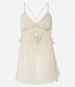 Blusa em Chiffon com Babados e Barra Assimétrica