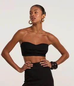 Blusa Top Faixa com Decote Pespontado