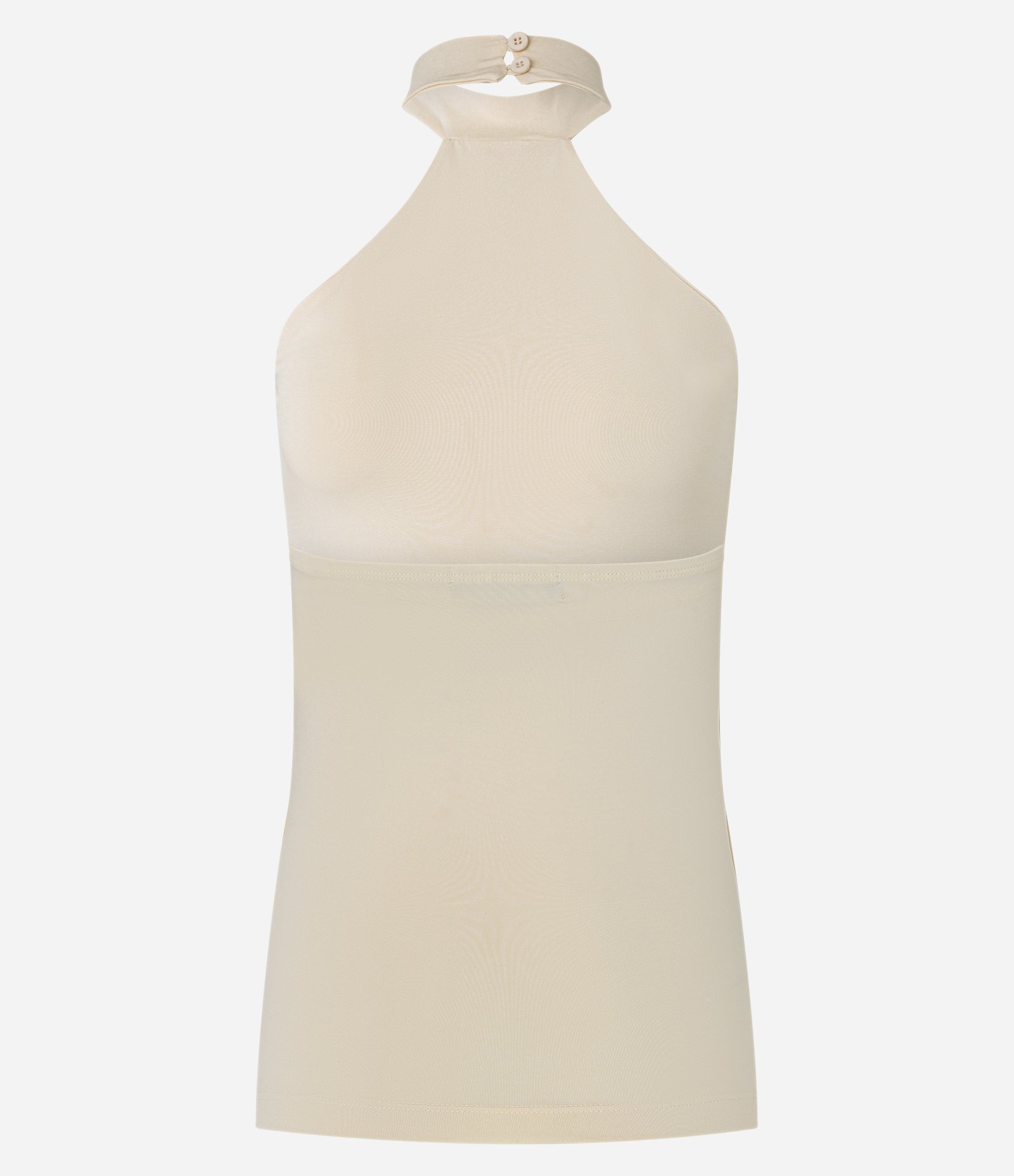 Blusa Frente Única em Microfibra com Gola Halter Amarelo Manteiga 7