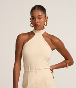 Blusa Frente Única em Microfibra com Gola Halter