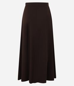 Saia Evasê Midi em Bengaline com Recortes Pespontados