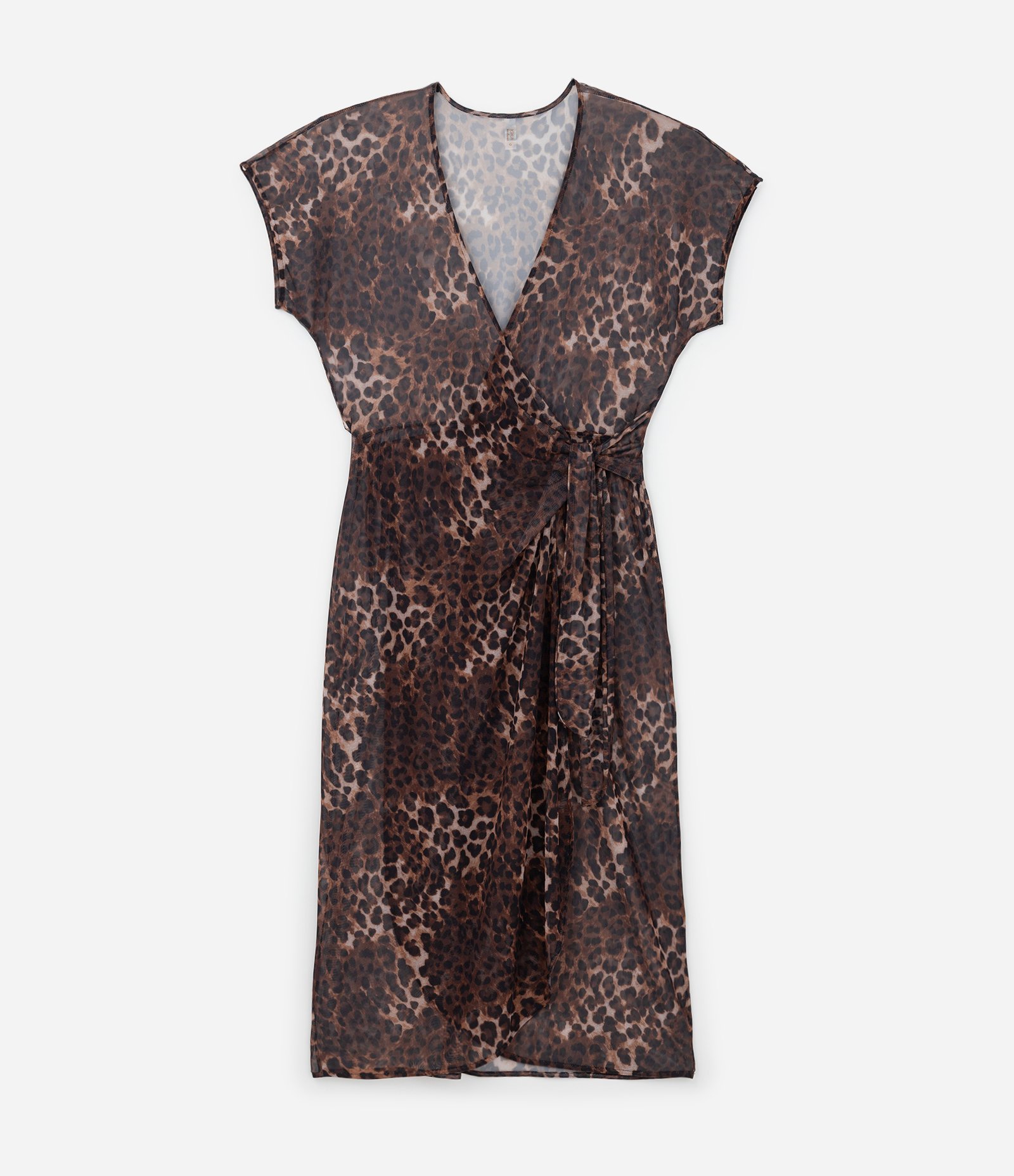 Saída de Praia Vestido Envelope em Tule com Estampa Animal Print Onça Curve & Plus Size Marrom 6