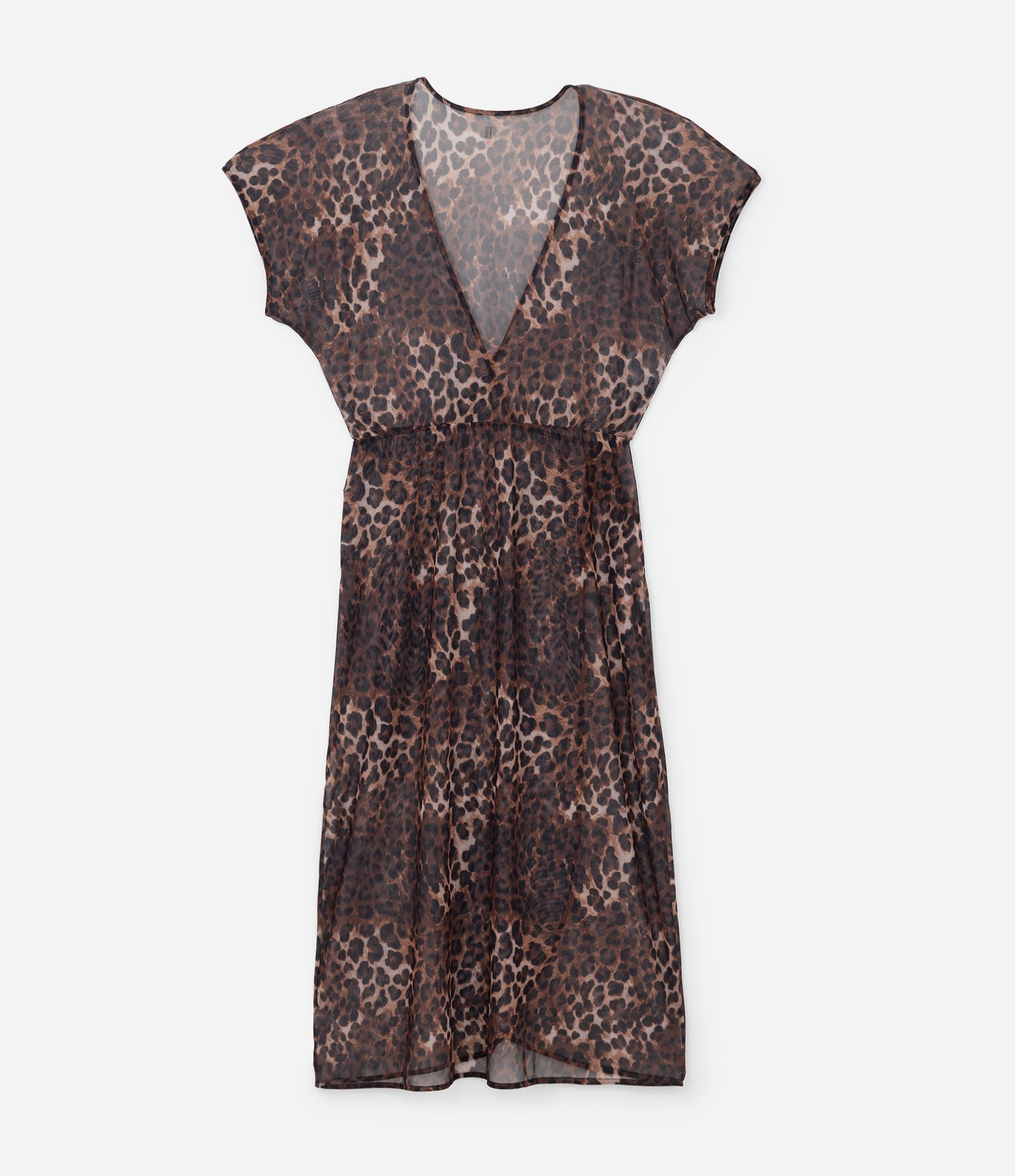 Saída de Praia Vestido Envelope em Tule com Estampa Animal Print Onça Curve & Plus Size Marrom 7