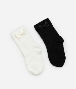 Kit 02 Meias Infantis Texturizadas com Lacinho - Tam 0 a 12 meses