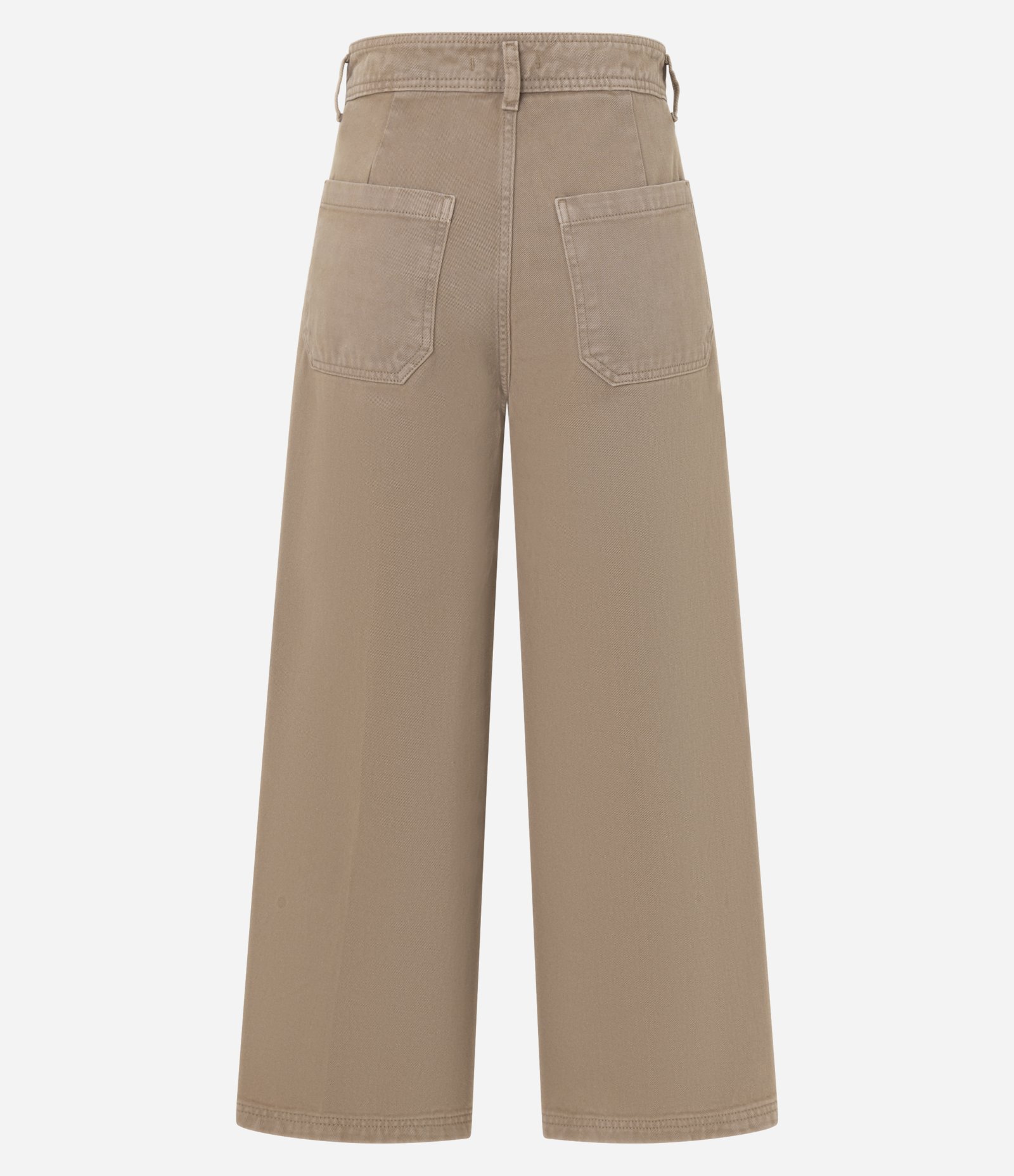 Calça Cropped em Sarja com Bolsos Carpinteiro Bege 6