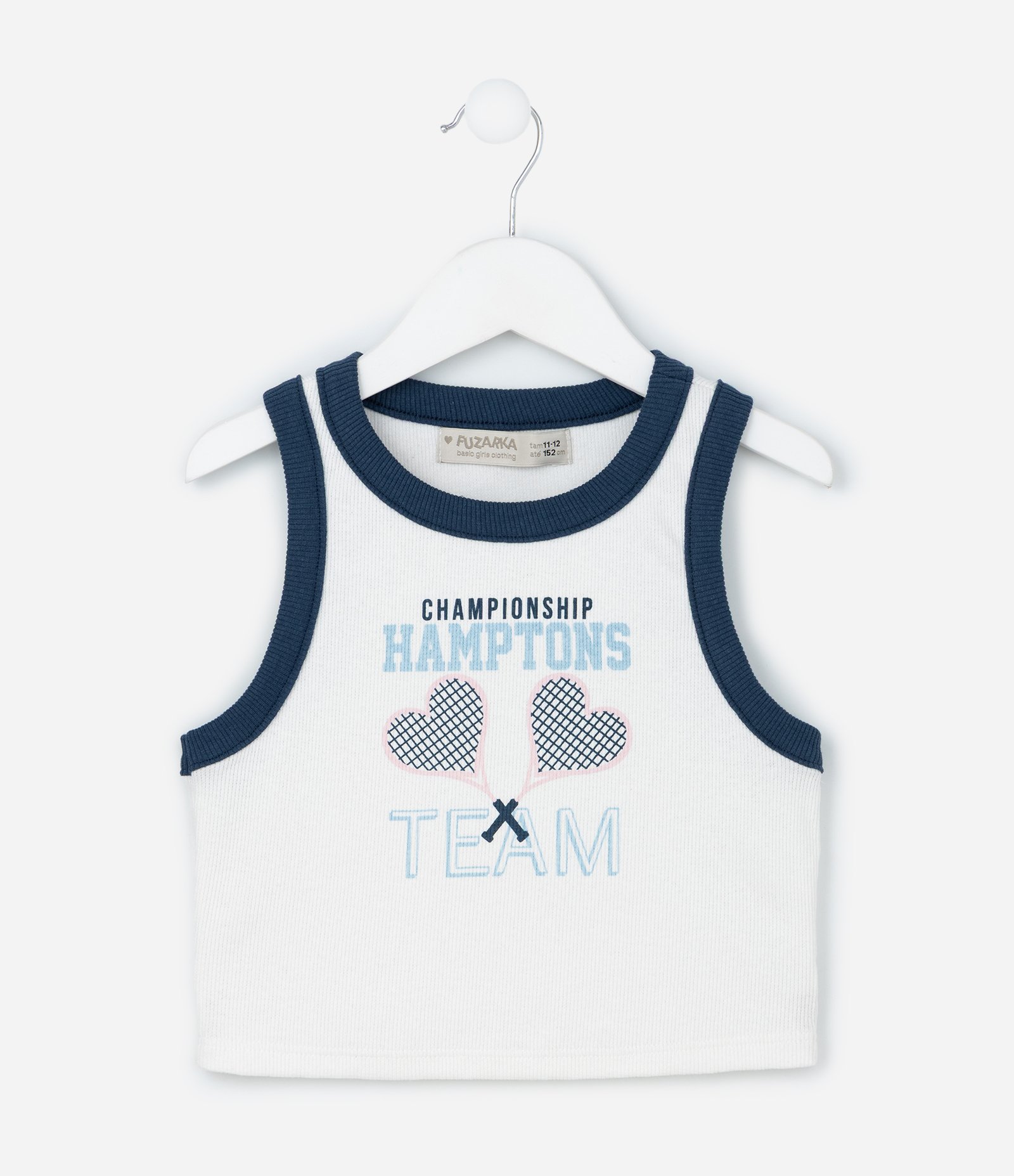 Regata Infantil em Ribana com Viés Contrastante - Tam 5 a 14 Anos Branco 3