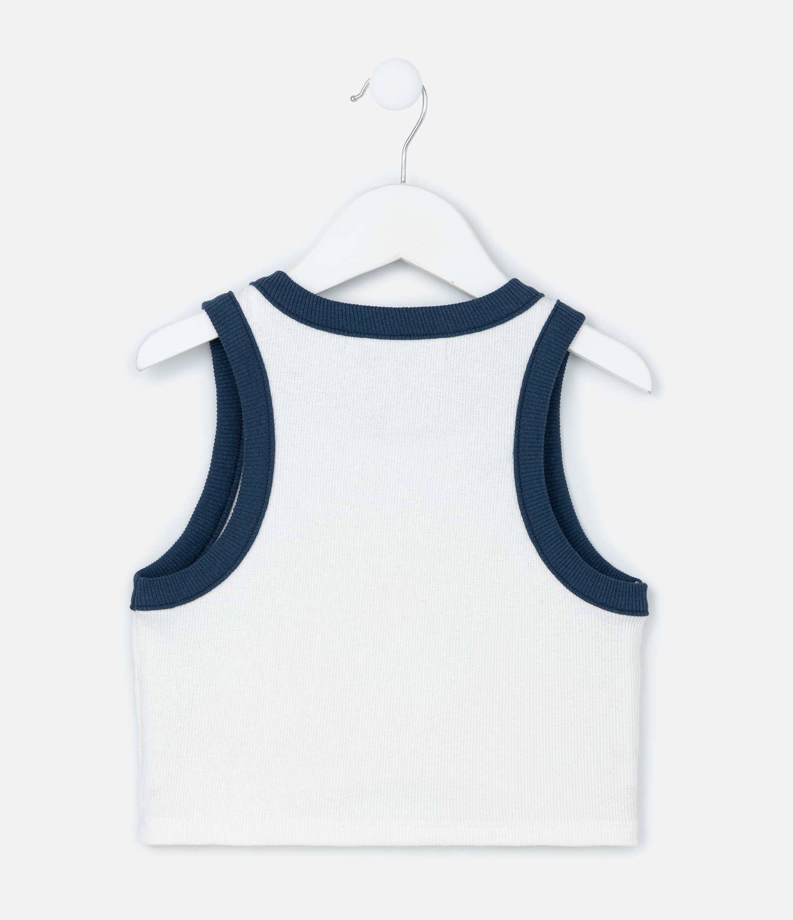 Regata Infantil em Ribana com Viés Contrastante - Tam 5 a 14 Anos Branco 4