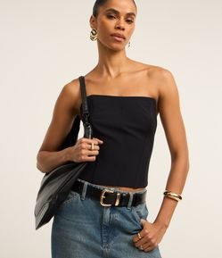 Blusa em Alfaiataria Tomara que Caia com Zíper na Lateral