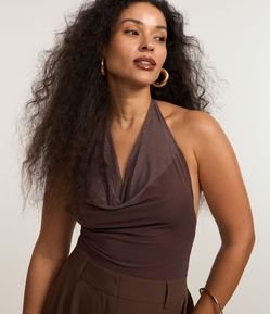 Body Frente Única em Tule com Decote Degagê