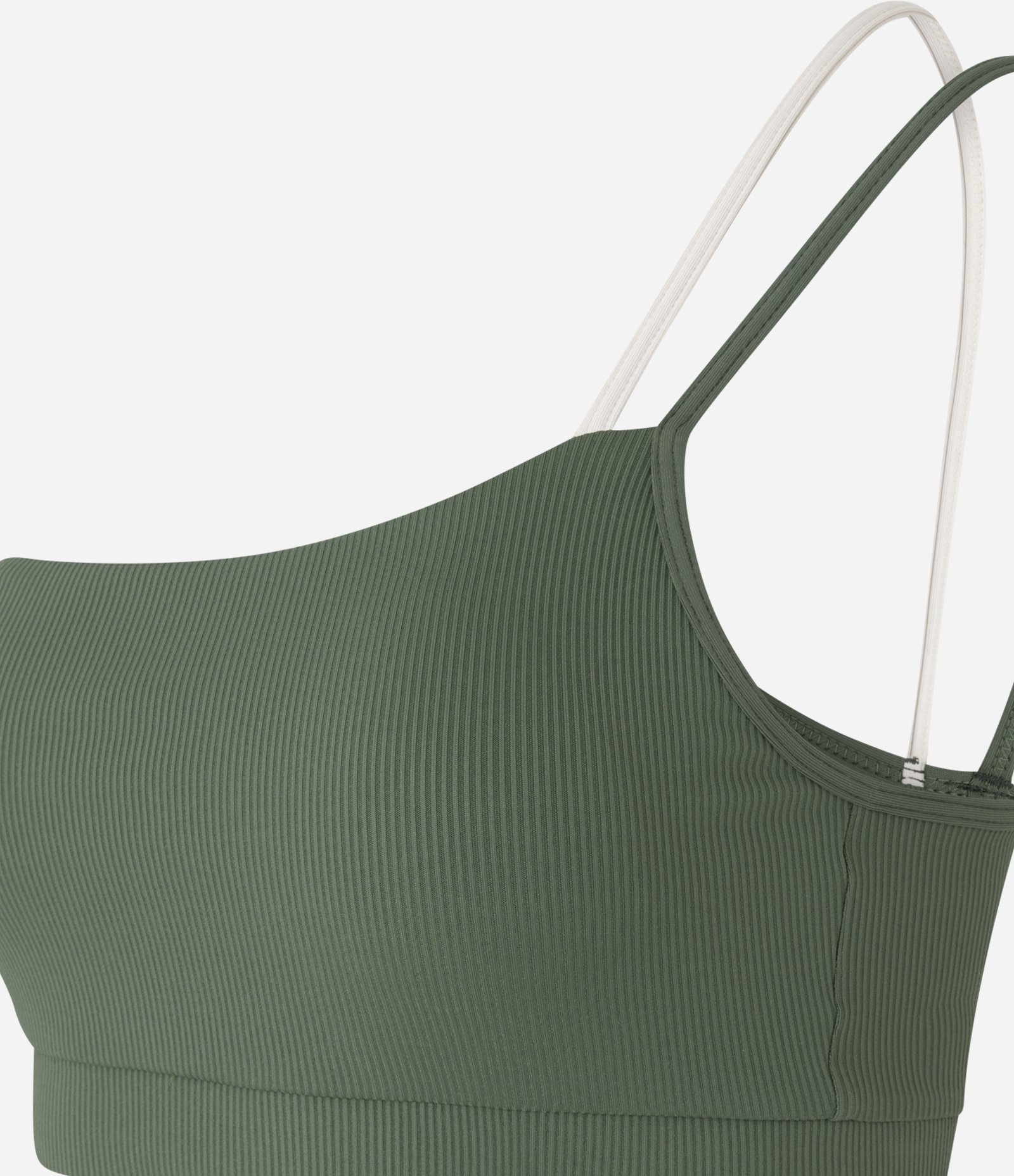 Top Ombro Único Esportivo em Microfibra Canelada Verde 6