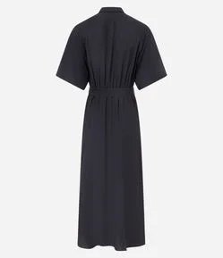 Vestido Chemise New Midi com Amarração na Cintura