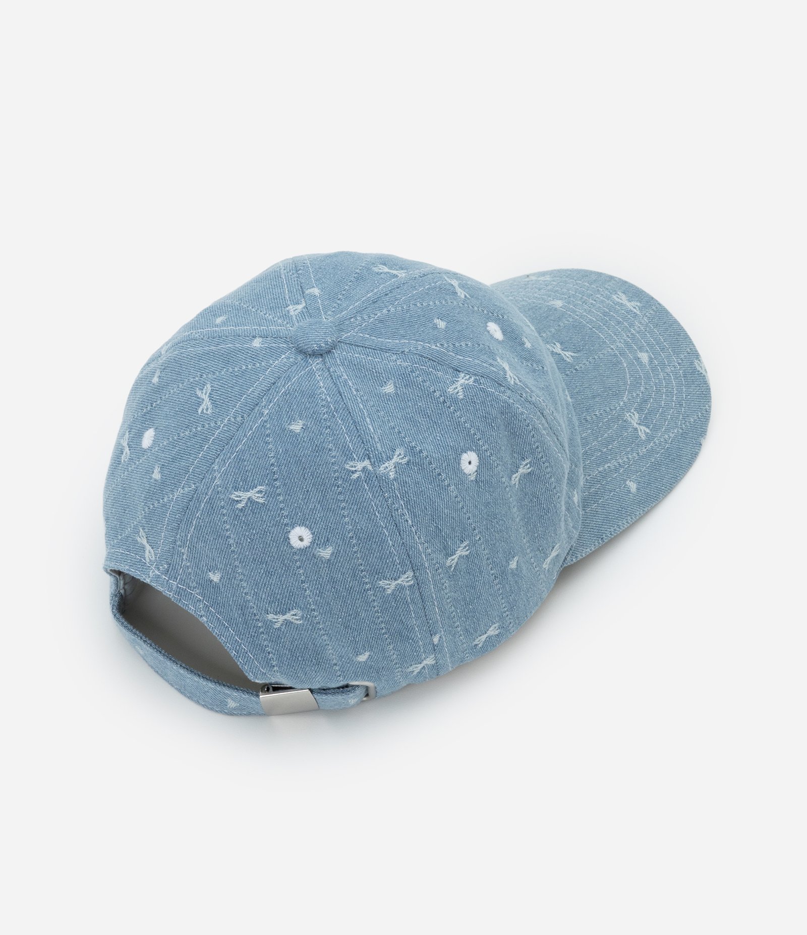 Boné Aba Curva em Sarja Texturizada de Lacinhos Azul 2