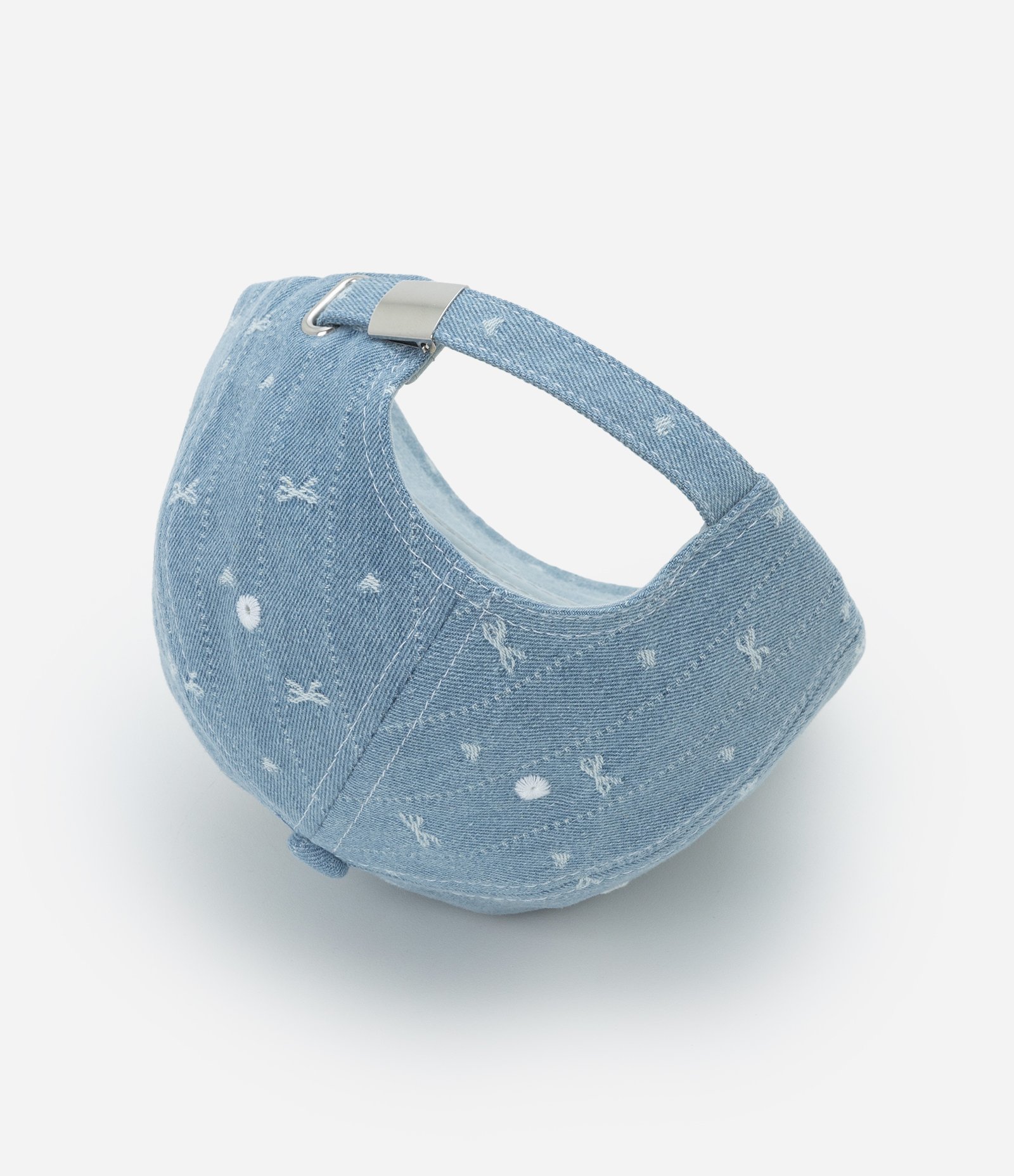 Boné Aba Curva em Sarja Texturizada de Lacinhos Azul 3