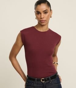 Blusa Canelada em Ribana com Manga Sem Cava