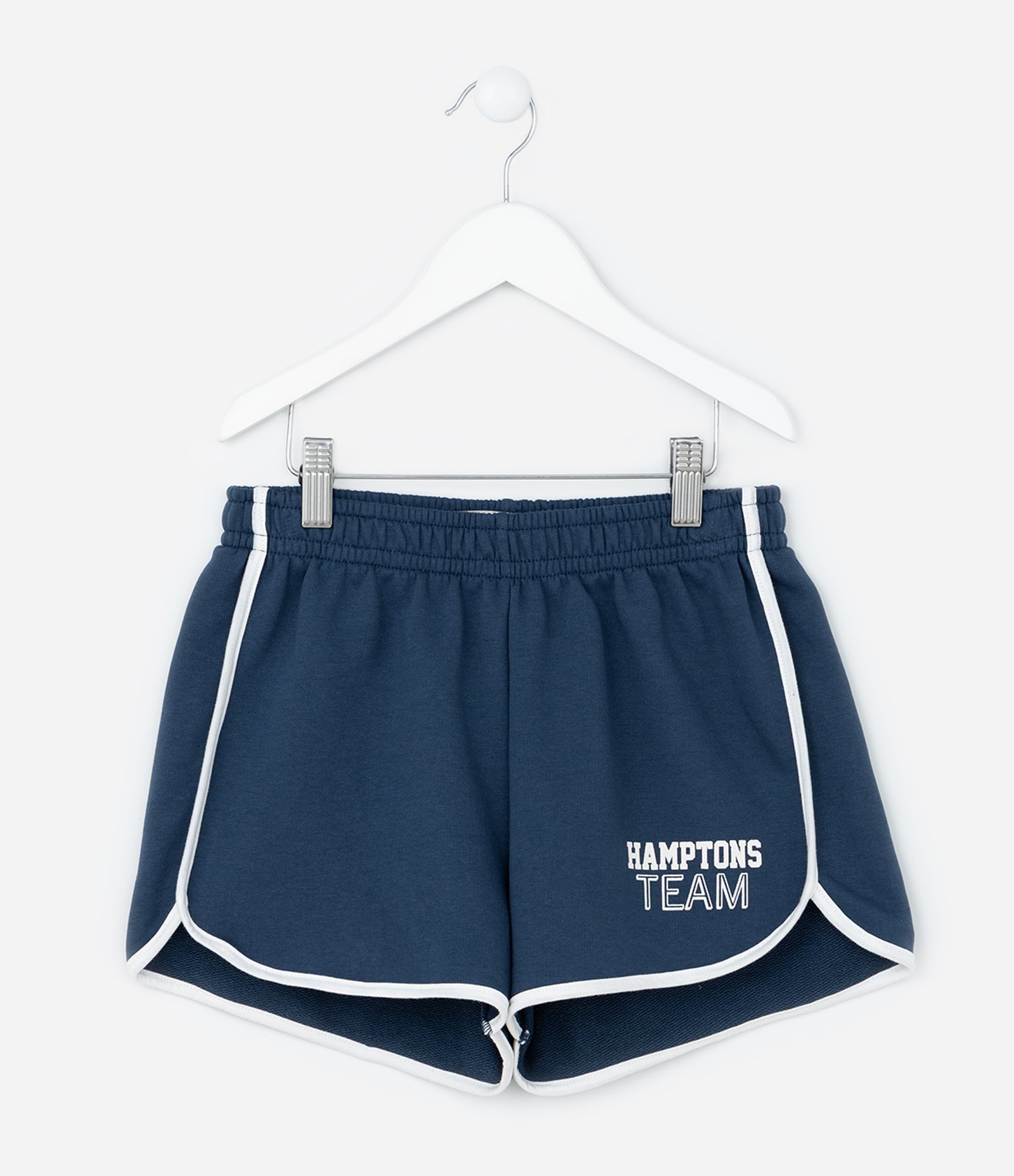 Short Runner Infantil em Moletom com Lettering - Tam 5 a 14 Anos Azul 3