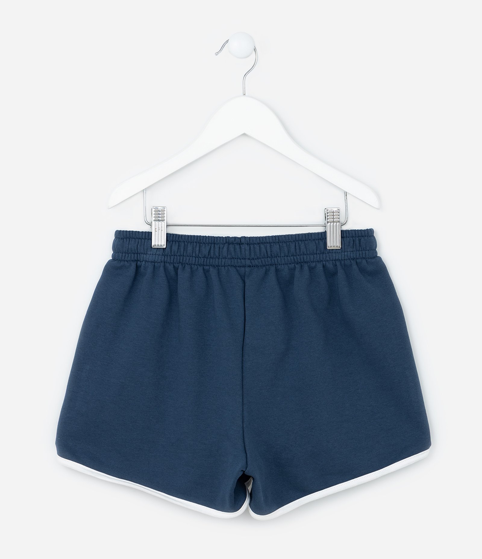Short Runner Infantil em Moletom com Lettering - Tam 5 a 14 Anos Azul 4