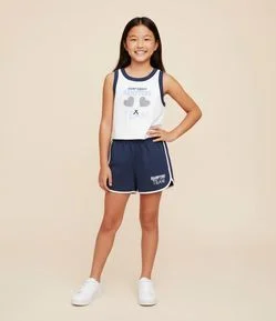 Short Runner Infantil em Moletom com Lettering - Tam 5 a 14 Anos