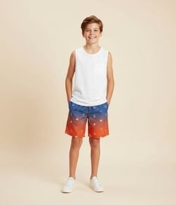 Bermuda Infantil de Banho com Estampa Degradê e Mini Ícones - Tam 5 a 14 Anos