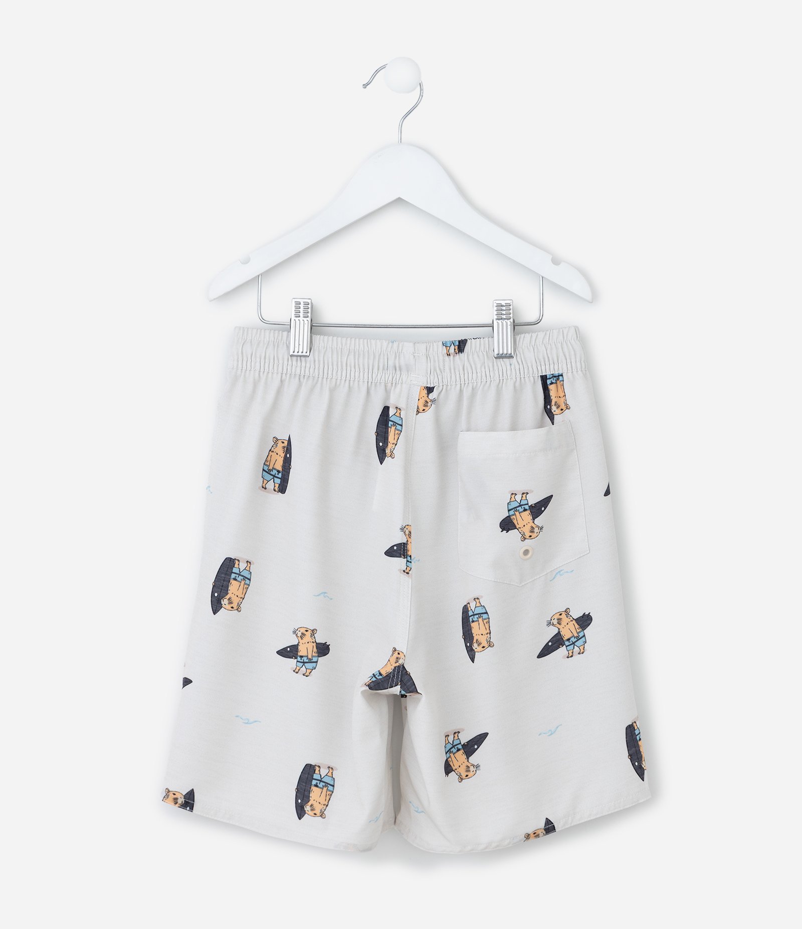 Bermuda Infantil em Microfibra com Mini Ícones de Capivara - Tam 5 a 14 Anos Branco 2