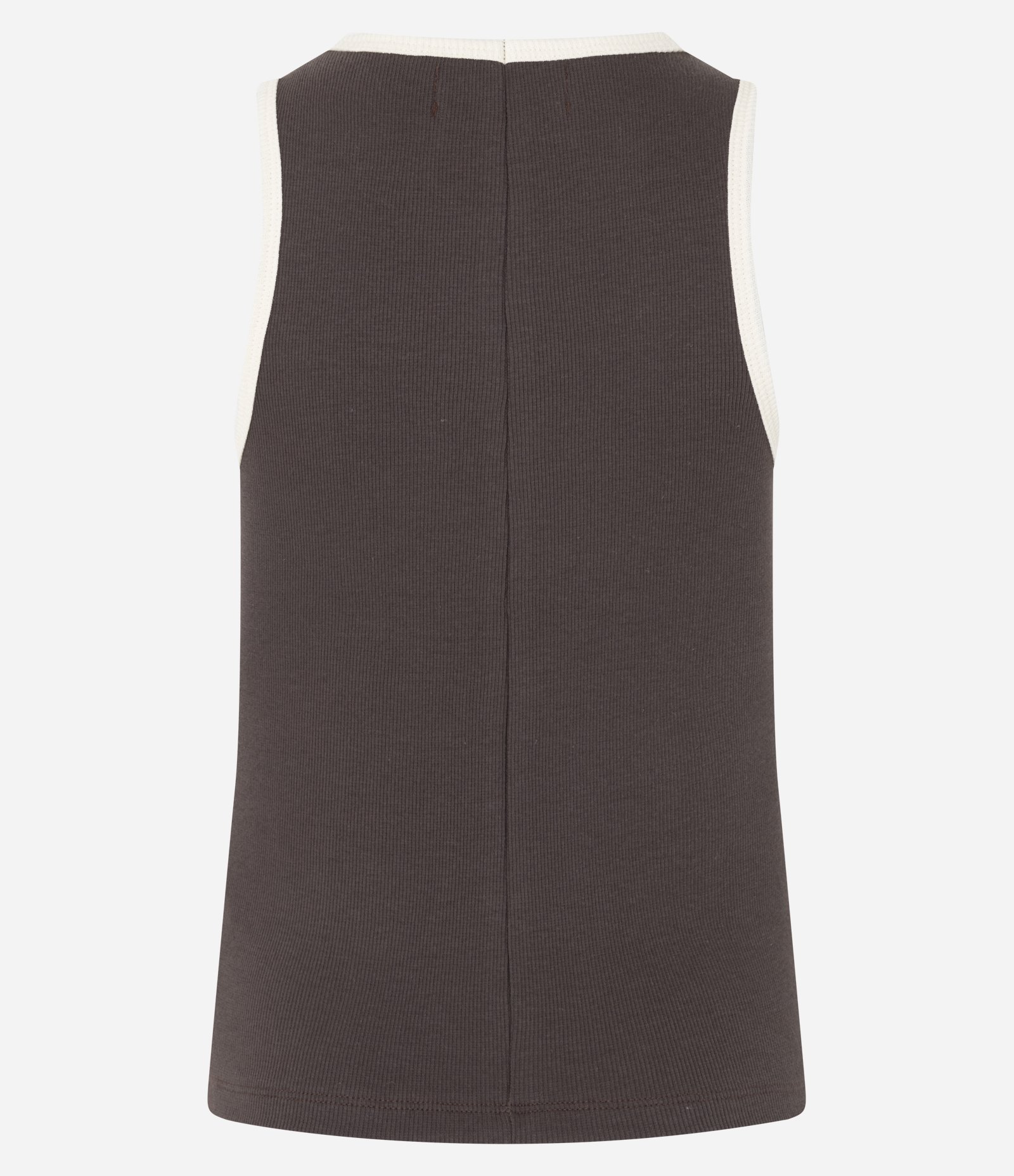 Regata em Ribana com Bordado de Hibisco e Viés Constrastante Marrom 6