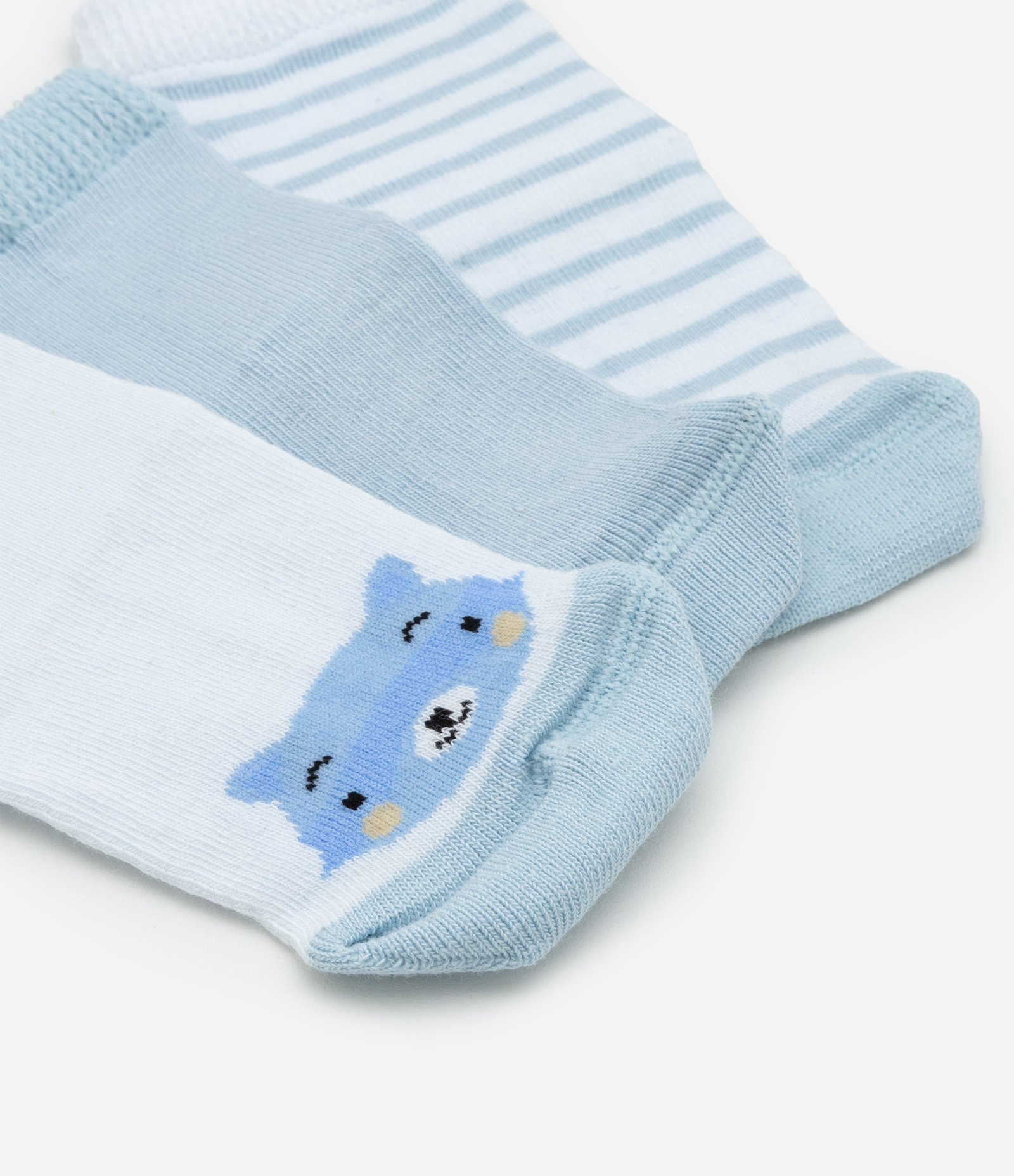 Kit 03 Meias Infantis com Estampa de Bichinhos - Tam 0 a 12 meses Azul 3