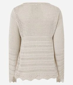 Kimono em Tricô com Mix de Pontos e Amarração