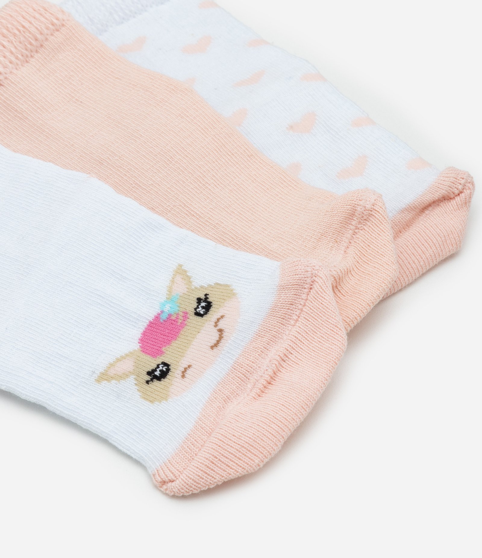 Kit 03 Meias Infantis com Estampa Unicórnio - Tam 0 a 12 meses Branco/Laranja 3