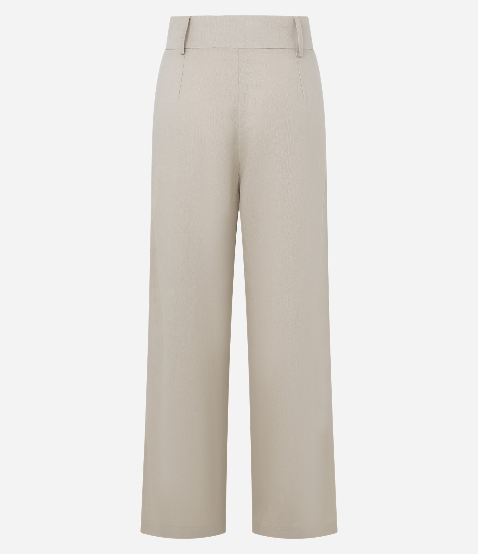 Calça Reta em Viscolinho com Passantes no Cós e Frisos Bege 8