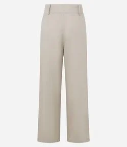 Calça Reta em Viscolinho com Passantes no Cós e Frisos