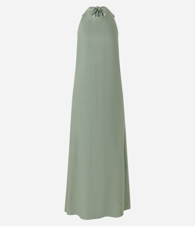 Vestido Evasê Longo em Viscolinho com Laço para Amarração