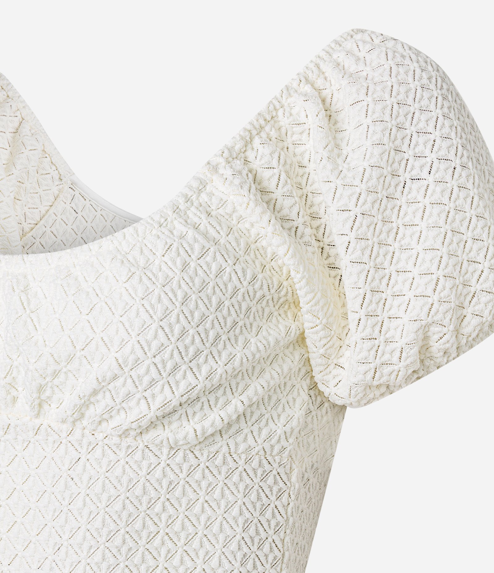 Blusa Cropped em Renda com Recorte no Busto Off White 5