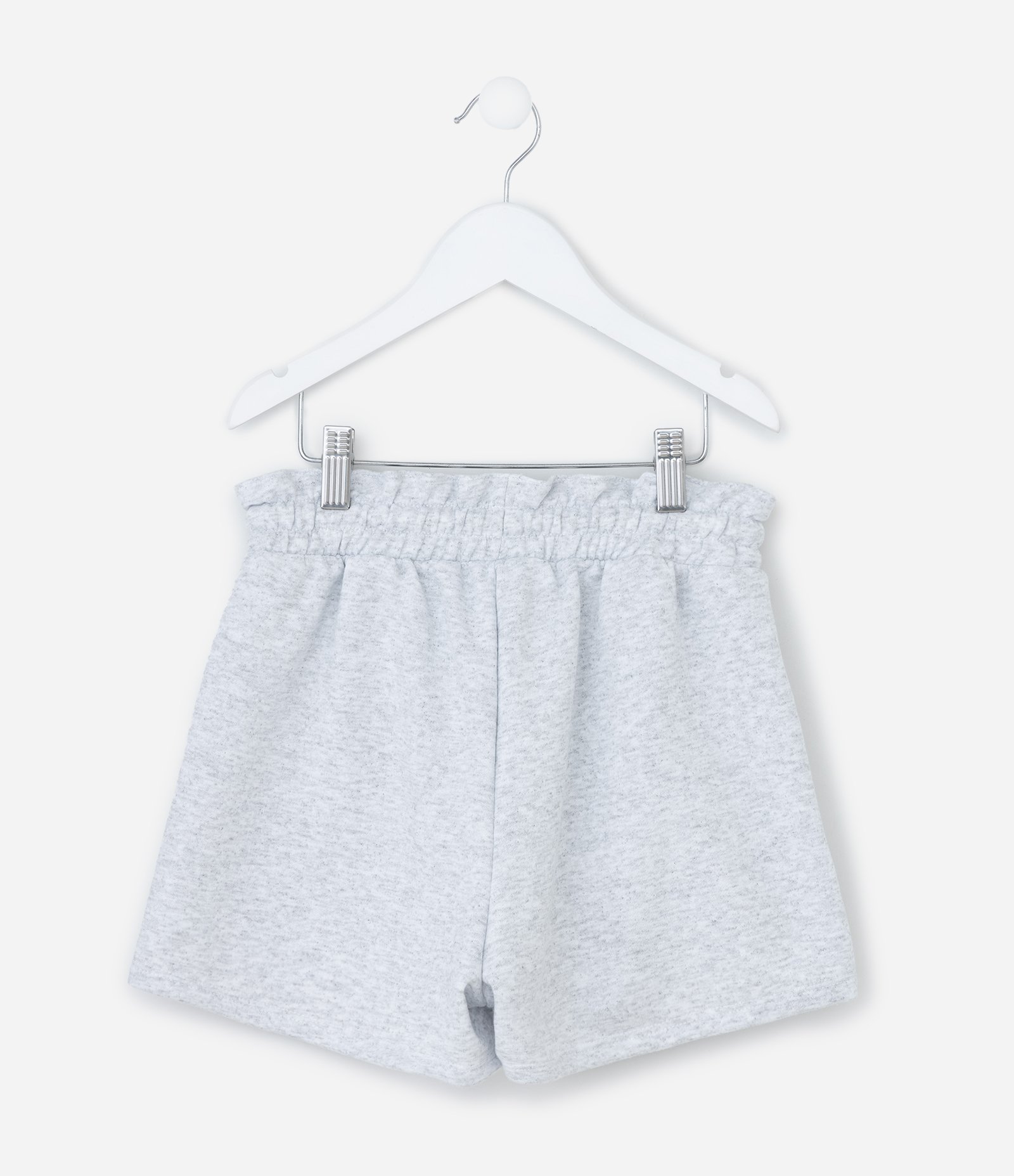 Short Clochard Infantil em Moletinho com Bolso - Tam 5 a 14 Anos Cinza Claro 3
