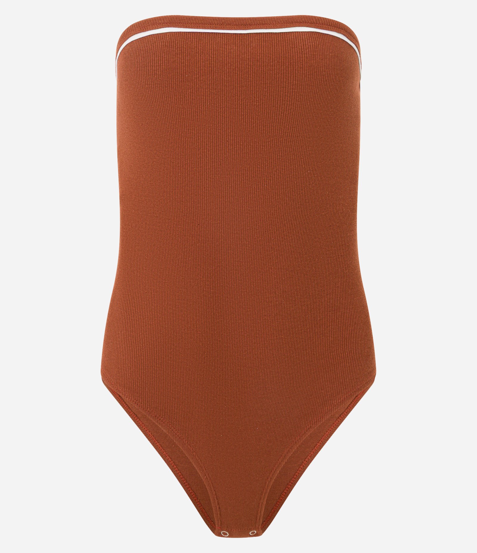 Body Tomara que Caia em Ribana com Piping Contrastante Marrom 4