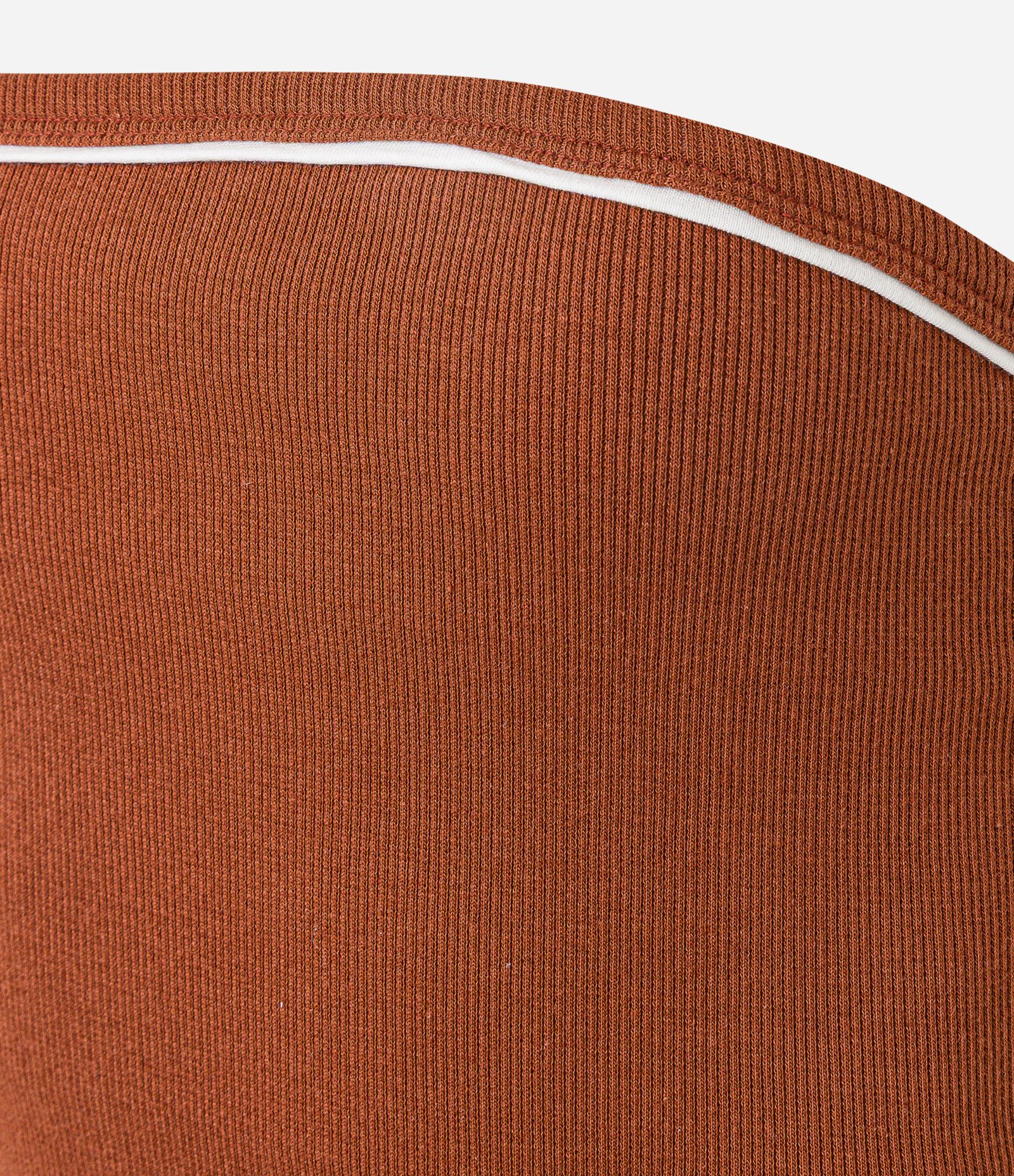 Body Tomara que Caia em Ribana com Piping Contrastante Marrom 5