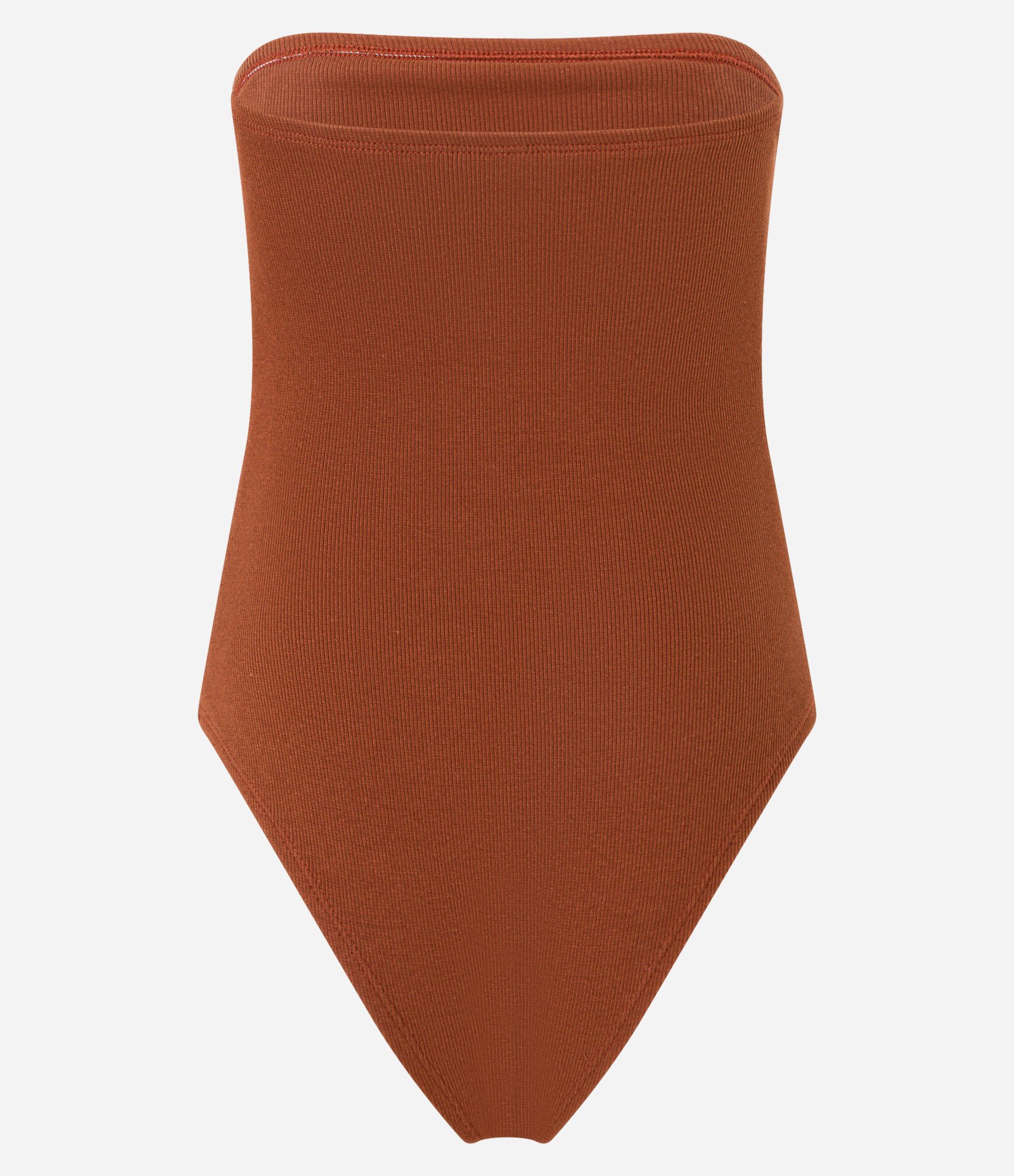 Body Tomara que Caia em Ribana com Piping Contrastante Marrom 6