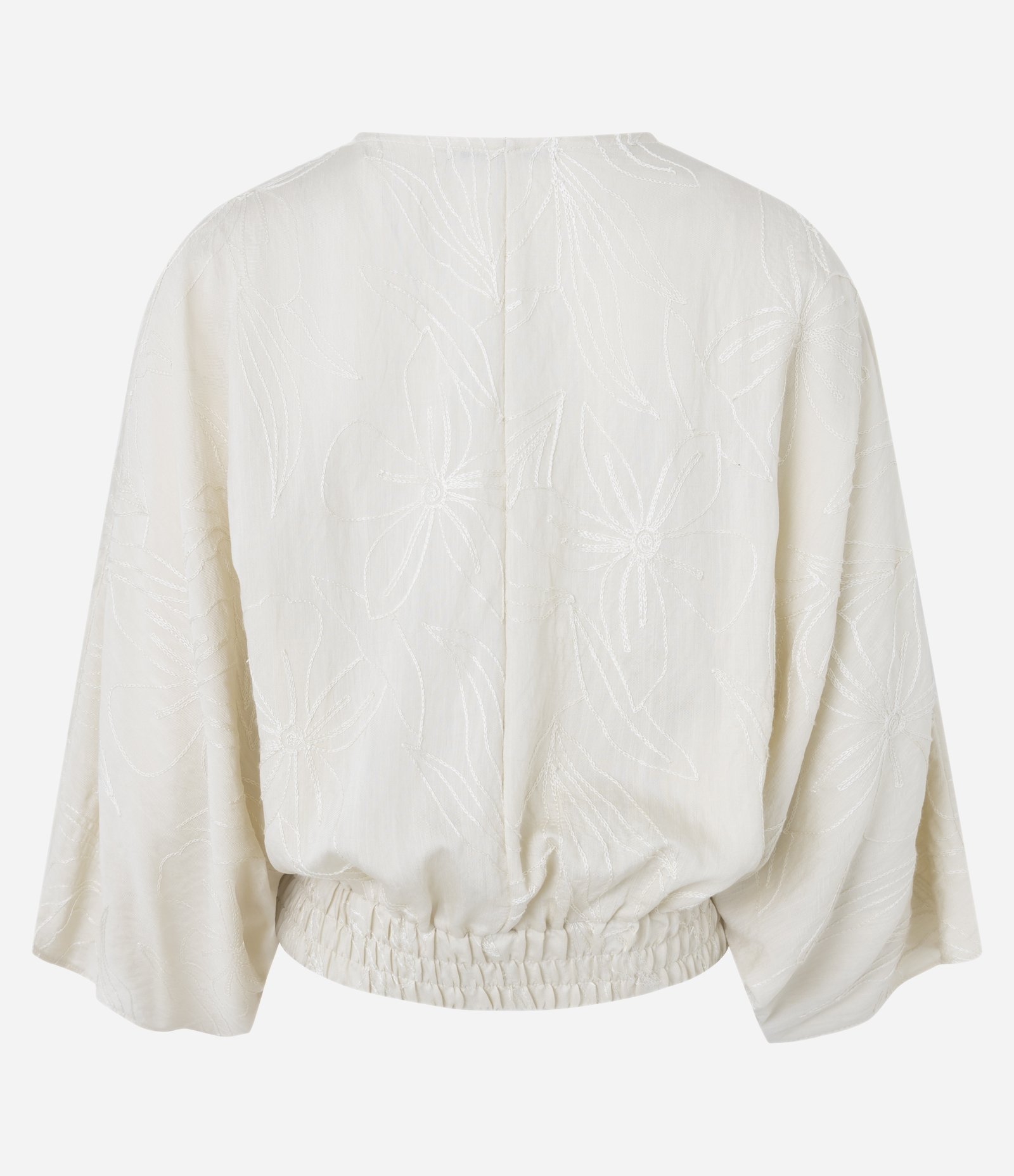 Blusa em Laise com Bordado Floral e Manga 7/8 Off White 7